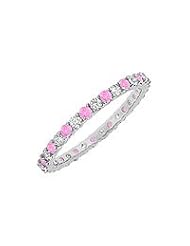 Pink Sapphire and Diamond Eternity Bangle : 14K White Gold - 6.00 CT TGW