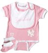 New York Yankees Pink Infant Onesie, Bib and Bootie 3pc Set (3/6 Months)