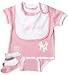 New York Yankees Pink Infant Onesie, Bib and Bootie 3pc Set (24 Months)