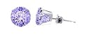 Sterling Silver 3 MM Round Lavender Cubic Zirconia Stud Post Friction Back Earrings