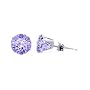 Sterling Silver 3 MM Round Lavender Cubic Zirconia Stud Post Friction Back Earrings