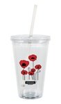 Poppies Spirit 16oz Acrylic Double Wall Reusable Cup Tumbler with Straw-BPA FREE