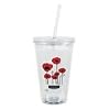 Poppies Spirit 16oz Acrylic Double Wall Reusable Cup Tumbler with Straw-BPA FREE