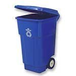 Rubbermaid(R) Square Brute(R) Big Wheel(R) We Recycle Container, 50 Gallons, 38 3/4in.H x 23 5/8in.W x 23 5/8in.D, Blue