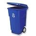 Rubbermaid(R) Square Brute(R) Big Wheel(R) We Recycle Container, 50 Gallons, 38 3/4in.H x 23 5/8in.W x 23 5/8in.D, Blue