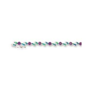 7 Inch Alt Synt. Amethyst and Blue Opal Bracelet by