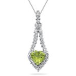 0.72 Cts Diamond & 2.80 Cts Peridot Pendant in 14K White Gold