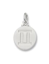 Rembrandt Charms, Gemini Charm in Solid Sterling Silver or Gold, Engravable