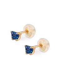 Baby 14K Yellow Gold Sapphire C.Z. Butterfly Stud Earrings