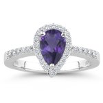 0.25 Cts Diamond & 2.37 Cts Amethyst Ring in Platinum