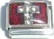 Clearly Charming Stone Cross on Red Italian Charm Bracelet Link