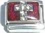 Clearly Charming Stone Cross on Red Italian Charm Bracelet Link