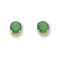 Buy 14k 4mm Round May Birthstone Emerald Post Earrings by JewelryWeb