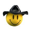 Smiley Cowboy in Black Hat Antenna Ball Topper
