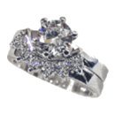 Stylish Two Piece Wedding Ring Set 18kt Rhodium EP Size 5-10 Lifetime Guarantee Anniversary Engagement Band W297