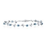 0.11 Ct Diamond and 1.02 Cts Aquamarine Tourmaline Bracelet in 14K White Gold by Mysolitaire