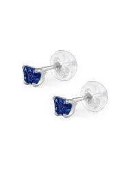 Baby 14K White Gold Sapphire C.Z. Butterfly Stud Earrings