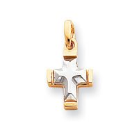 14k Two-tone Fancy Cross Pendant - Measures 13x11mm