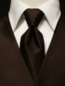 100% Satin Windsor Band Tie - Chocolate Brown