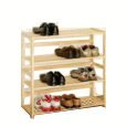 SHOE RACK 4 TIER NATURAL WOOD CRISS CROSS DESIGN
