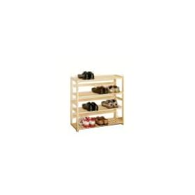 SHOE RACK 4 TIER NATURAL WOOD CRISS CROSS DESIGN
