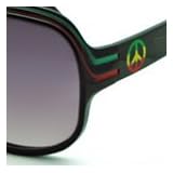 Blue Gem Mens MARLEYS Sunglasses Featuring Rasta Colors and Peace Signs