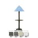 Patio Living Concepts 694 Brass Catalina 63-1/2 1 Light Floor Lamp in Bisque with Attached Tray Table and Sunbrella Shade