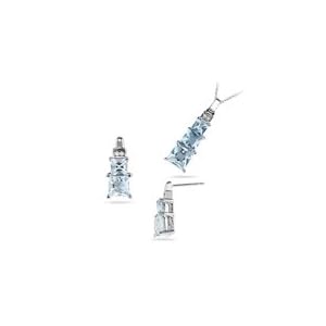 0.09 Ct Diamonds and 3.60 Cts Aquamarine Set in 14K White Gold by