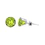 Sterling Silver 4 MM Round Peridot Cubic Zirconia Stud Post Friction Back Earrings