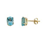 14K Oval 8x6 Blue Topaz Stud Earring