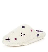 Per Una Button & Bow Mule Slippers