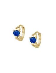 14K Gold Baby Heart September Birthstone Huggie Hoop Earrings For Girls