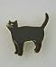 Jewelry : Gold plated and vitreous hand enameled "black cat" pin or brooch