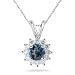 0.36 Ct Diamond & 2.93 Ct London Blue Topaz Pendant in Platinum