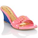 Diego di Lucca Buckle and Denim Comfort Wedge Sandal