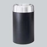 Crowne Collection 30-Gal. Open Top Receptacle, Black/Aluminum