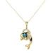 14K Yellow Gold Diamond Circle and Dolphin Australian Opal Pendant