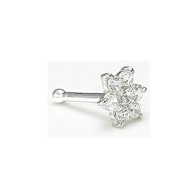 14kt White Gold FLOWER NOSE BONE 20G CZ Nose Ring