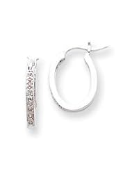 Ann Harrington Jewelry 14k White Gold .25 Ct Tw Diamond In & Out 2 X 10 X 15 mm Oval Hoop Earrings