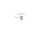 Toe Ring - Sterling Silver Flowering 7 Sparkling Diamond-like Stones Adjustable Toe Ring