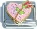 Clearly Charming Pink Heart with Red Rose Italian Charm Bracelet Link