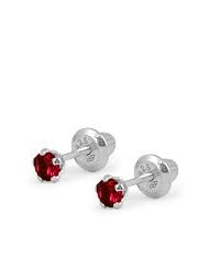 Baby & Toddler Silver January Birthstone Garnet Screw Back Earrings
