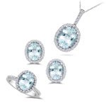 0.80 Ct Diamond and 9.15 Cts Aquamarine Set in 14K White Gold by Mysolitaire