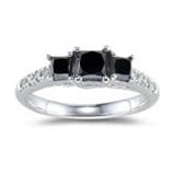 1.35 Cts Black and White Diamond Ring in 14K White Gold