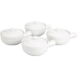 BIA Cordon Bleu - Set of 4 - White Porcelain Lidded Soup Bowl - 10 ounce capacity