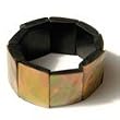 Twin Palm Brownlip Mother of Pearl Square Shell Resin Stretch Bracelet P3-B