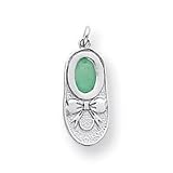 14k White Gold Emerald Baby Shoe Charm
