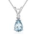 0.02 Cts Diamond & 0.60 Cts Aquamarine Pendant in 18K White Gold