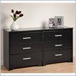 Prepac Coal Harbor 6 Drawer Double Dresser in Black Finish