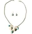 Womens Jewelry Set Silver Turquoise Earrings and Necklace (gnklcs203)